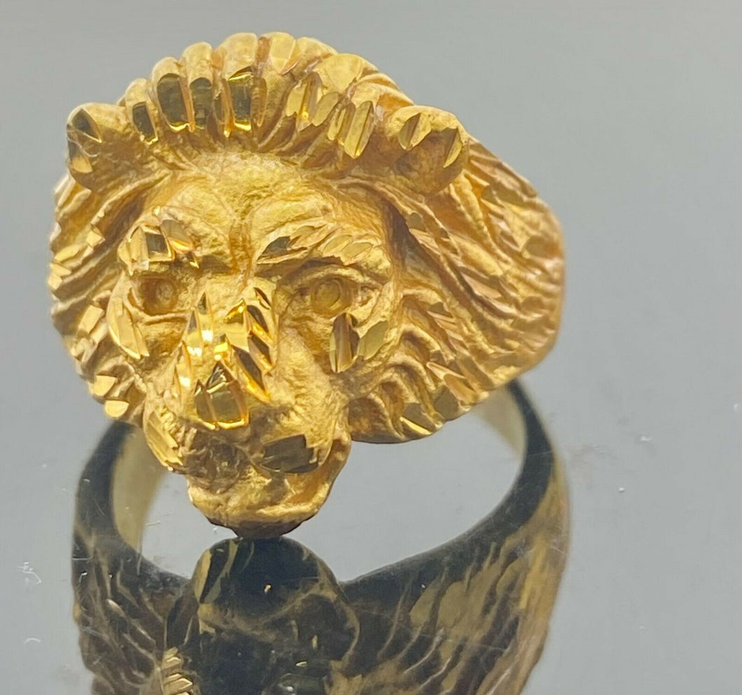 22k Ring Solid Gold ELEGANT Charm Mens Lion Band SIZE 5.50 