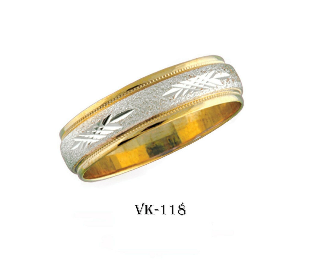 18k Solid Gold Elegant Ladies Modern Sandstone Finish Flat Band 6MM Ring VK118v - Royal Dubai Jewellers