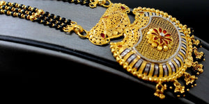 22k Gold Solid Yellow Elegant Chain Mangalsutra Pendant Set Length 30 inch c644 - Royal Dubai Jewellers
