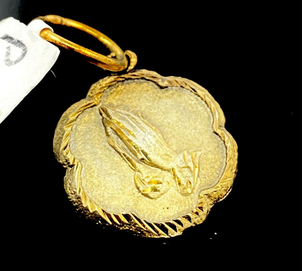 22k Pendant Solid Gold ELEGANT Simple Diamond Simple Prayer Pendant P1526 - Royal Dubai Jewellers