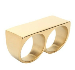 Solid Gold Ring Designer Double Finger Ladies Design SM27 - Royal Dubai Jewellers
