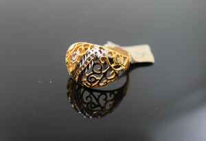 22k Ring Solid Gold Ring Ladies Jewelry Two Tone Filigree Design R1766z - Royal Dubai Jewellers