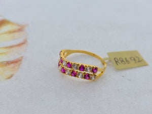 22K Solid Gold Zirconia Ring R8692 - Royal Dubai Jewellers