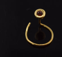 Authentic 18K Yellow Gold Nose Pin Ring Brown Birth Stone January n121 - Royal Dubai Jewellers