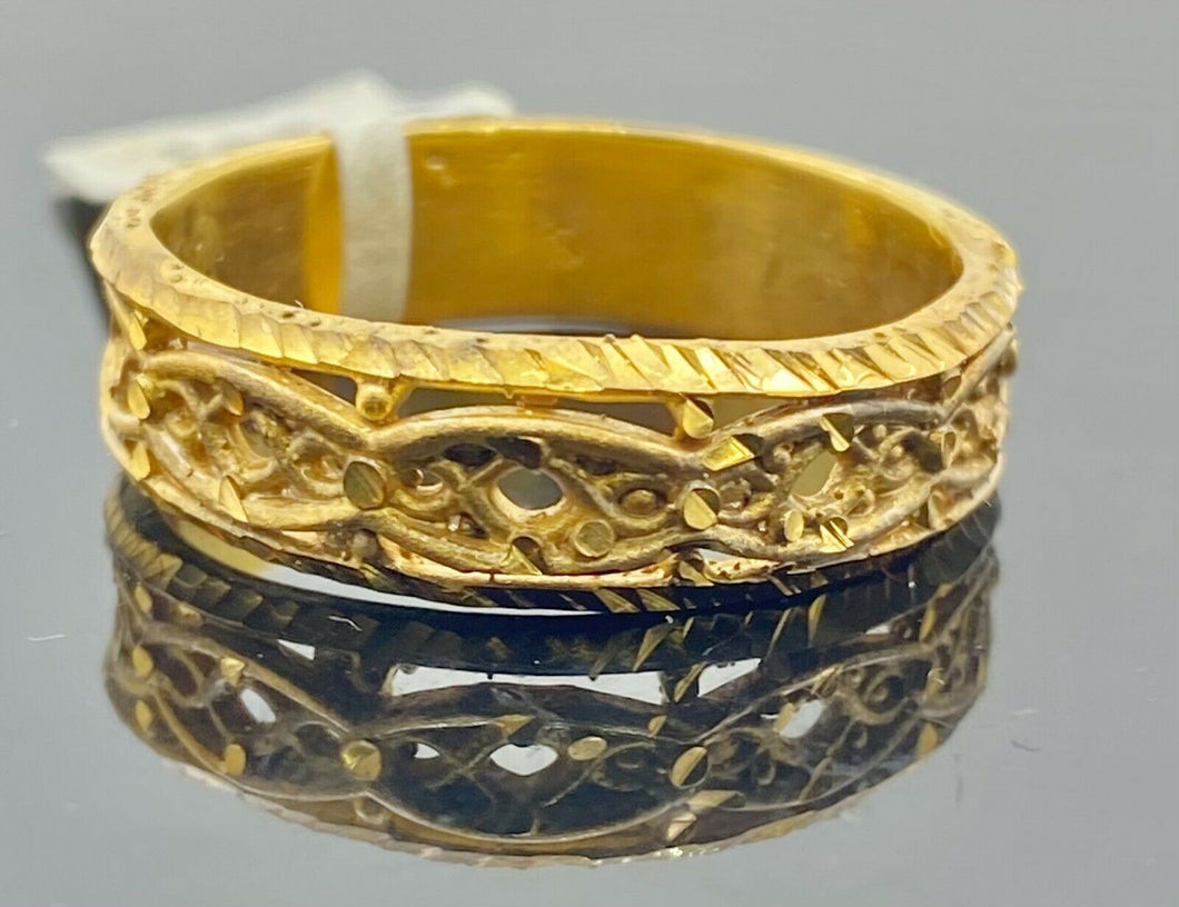 22k Ring Solid Gold ELEGANT Unique Filigree Ladies Band r2552 - Royal Dubai Jewellers