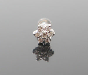 Authentic 18K White Gold Charm Nose Pin Stud Diamond VS2 n200 - Royal Dubai Jewellers