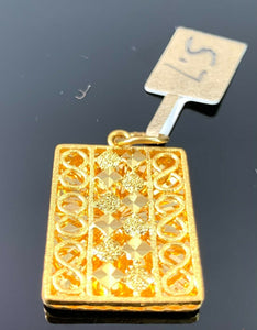 22k Pendant Solid Gold Elegant Simple Filigree Rectangular Shape Design P1071 - Royal Dubai Jewellers