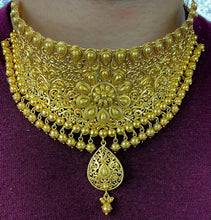 22k Bridal Set Beautiful Solid Gold Ladies Elegant Filigree Choker Design LS1020 - Royal Dubai Jewellers
