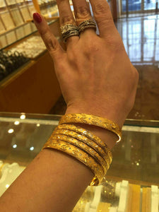 22k Solid Gold ELEGANT WOMEN BANGLE BRACELET MODERN DESIGN Size 2.5 inch B336 - Royal Dubai Jewellers