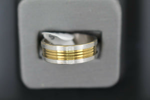 18k Solid Gold Elegant Ladies Modern Disc Finish Band Ring R9289m - Royal Dubai Jewellers