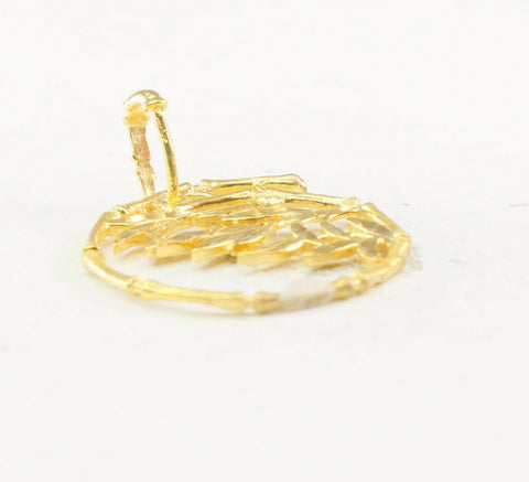 22k Pendant Solid Gold ELEGANT Simple Diamond Cut Leaf Pendant P2153mon - Royal Dubai Jewellers