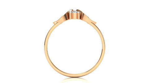 18k Ring Solid Rose Gold Ladies Jewelry Elegant Simple Double Heart Band CGR78R - Royal Dubai Jewellers
