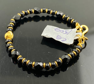 22K Solid Gold Black Beads Bracelet CB1507 - Royal Dubai Jewellers