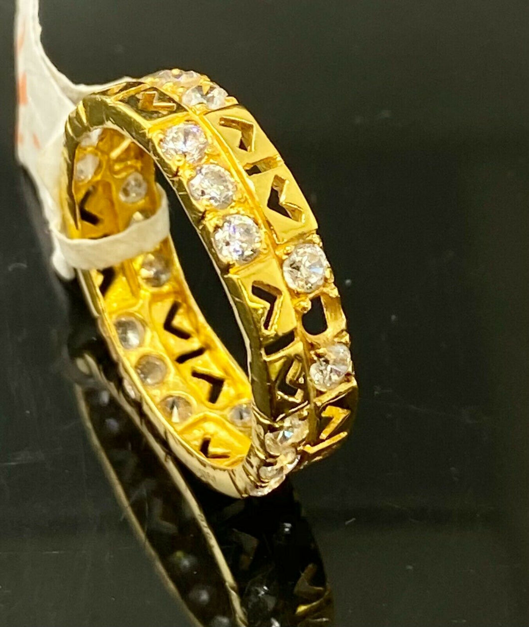 22k Ring Solid Gold Ladies Jewelry Simple Charm Pattern Band R1750 - Royal Dubai Jewellers