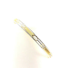 22k Bangle Solid Gold Simple Charm Two Tone Design Size 2-5/8 inch B1226 - Royal Dubai Jewellers