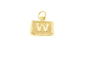 22k 22ct Solid Gold Charm Letter W Pendant Square Design p1125 ns - Royal Dubai Jewellers