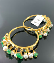 22k Earring Solid Gold Ladies Classic Hoops Mix Color Stone Design E5391 - Royal Dubai Jewellers