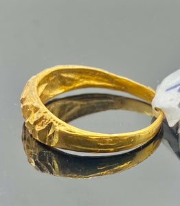 22k Ring Solid Gold ELEGANT Charm Natural Rough Finishing Ladies Band r2119 - Royal Dubai Jewellers