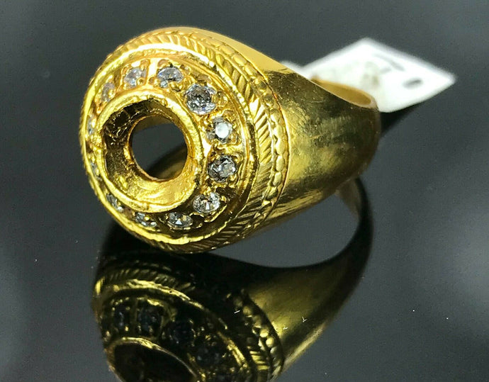 22k Ring Solid Gold ELEGANT Charm Mens Stone Band SIZE 11.5 