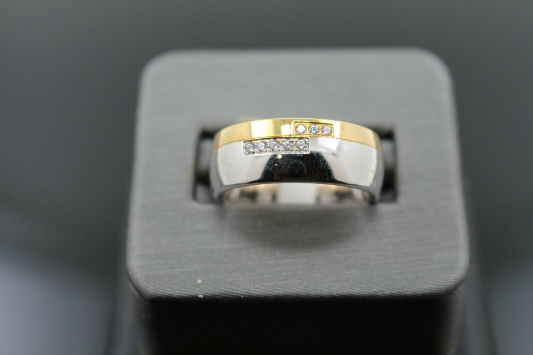 18k Solid Gold Elegant Ladies Modern Zirconia Shiny Finish Band Ring R9448m - Royal Dubai Jewellers