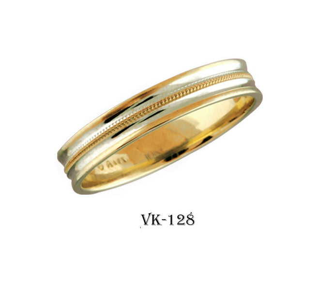 18k Solid Gold Elegant Ladies Modern Concave Finish Flat Band 4MM Ring Vk128v - Royal Dubai Jewellers