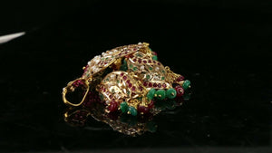 22k Pendant Set Solid Gold ELEGANT Classic Filigree Stone Jadau Pendant p3085 - Royal Dubai Jewellers