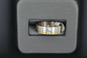18k Solid Gold Elegant Ladies Modern Shiny Finish with Zirconia Band Ring R9004m - Royal Dubai Jewellers