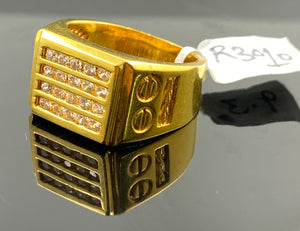 22k Solid Gold Men's Zircon Square Head Designer Ring R3010z - Royal Dubai Jewellers