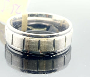 18k Ring Solid Gold Simple Diamond Cut Sand Blast Finishing Band R2377 - Royal Dubai Jewellers