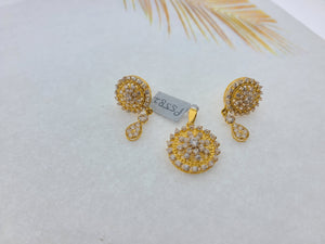 22K Solid Gold Floral Pendant Set P5582 - Royal Dubai Jewellers