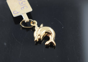 18k Pendant Solid Gold Elegant Simple Charm Dolphin Design P3156 - Royal Dubai Jewellers