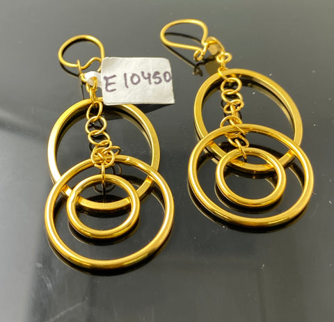 21K Solid Gold Turkish Long Earrings E10450 - Royal Dubai Jewellers
