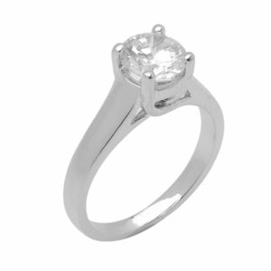 14k Solid Gold Elegant ladies Modern Tapered Round Solitaire Ring D2115v - Royal Dubai Jewellers