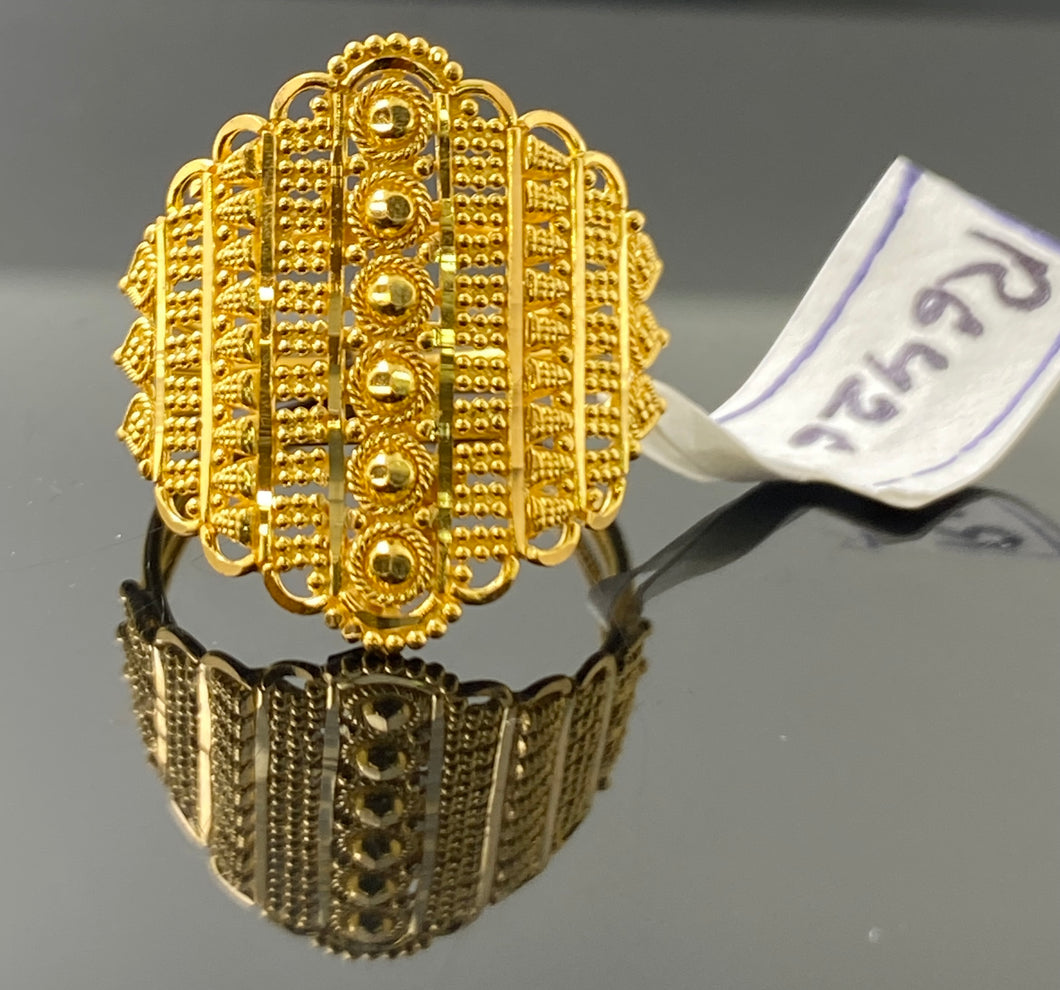 22k Solid Gold Ladies Designer Traditional Filigree Ring R36427 - Royal Dubai Jewellers
