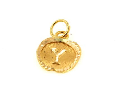 22k 22ct Solid Gold Charm Letter Y Pendant Apple Design p1210 ns - Royal Dubai Jewellers