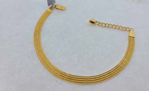 22K Solid Gold Ladies Plain Flat Bracelet B9324 - Royal Dubai Jewellers
