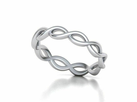 14k Ring Solid White Gold Ladies Jewelry Elegant Simple Weave Band CGR69W - Royal Dubai Jewellers