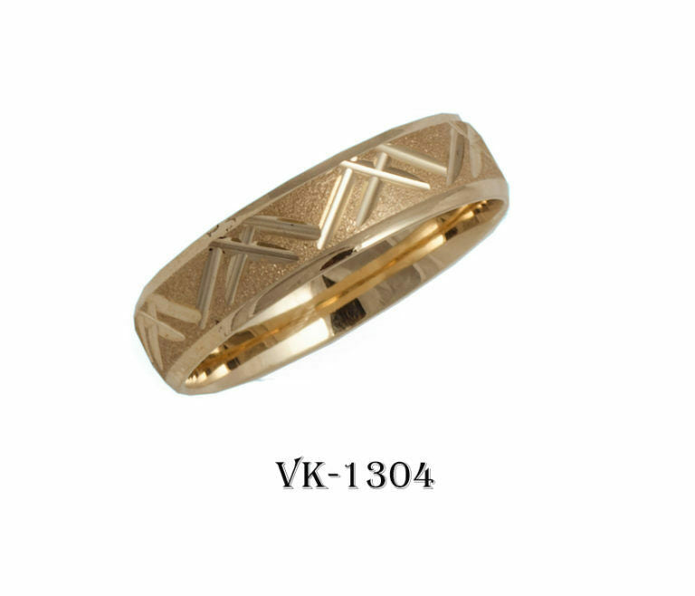 14k Solid Gold Elegant Ladies Modern Sandstone Finish Flat Band 5mm Ring VK1304v - Royal Dubai Jewellers