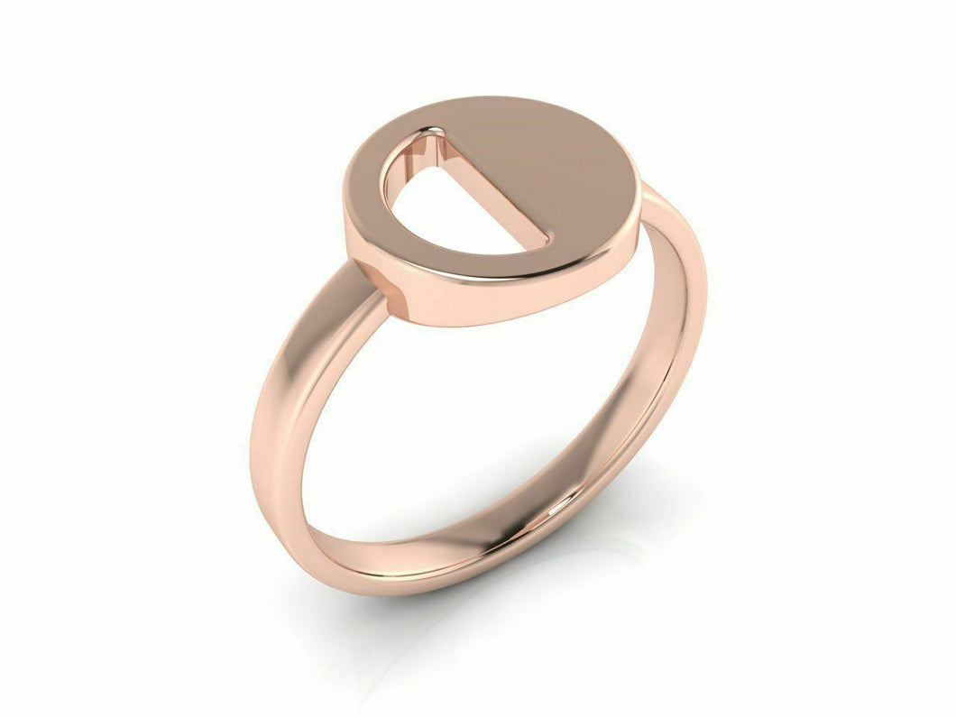18k Ring Solid Rose Gold Ladies Jewelry Elegant Half Circle Design CGR64R - Royal Dubai Jewellers