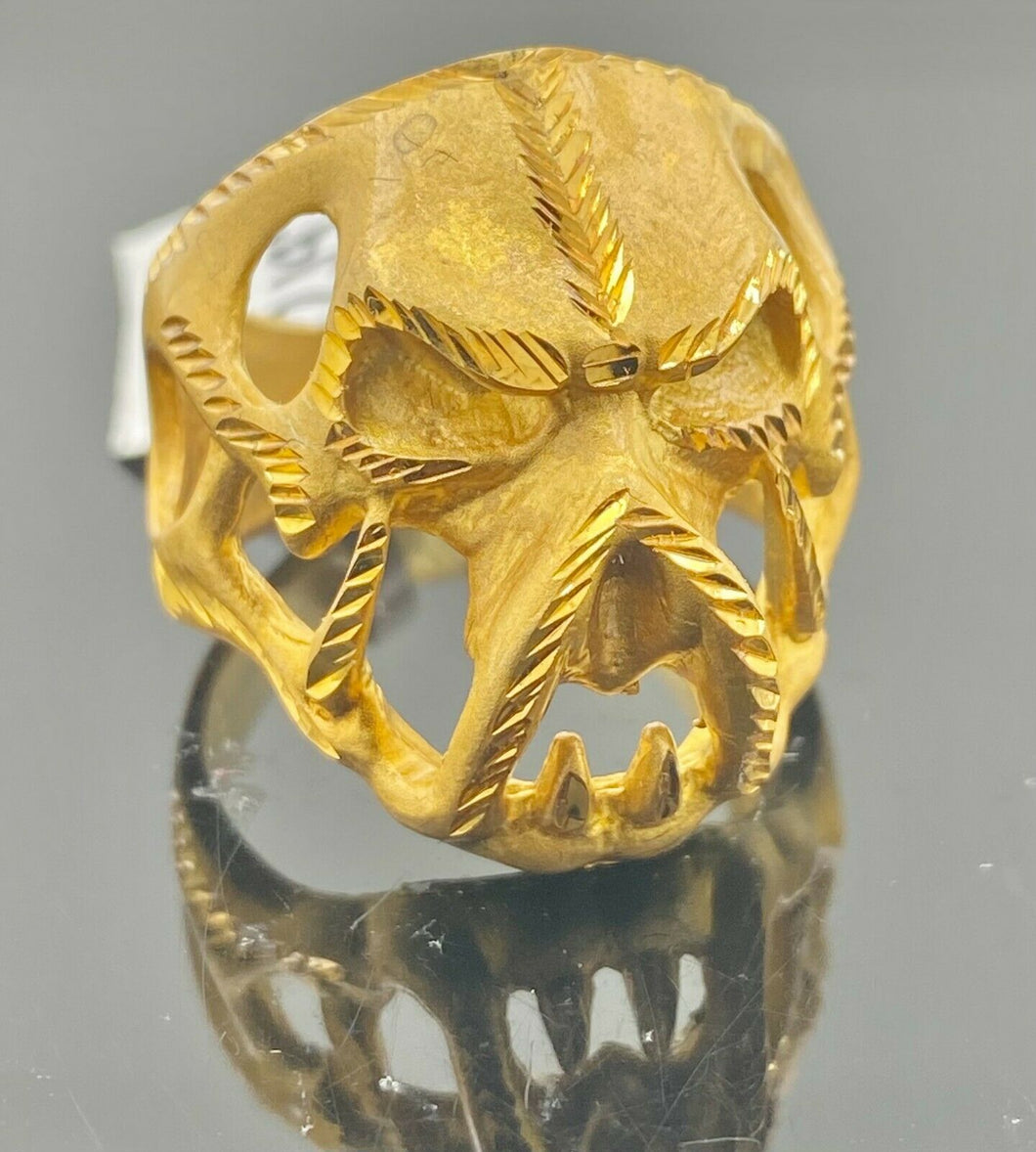 22k Ring Solid Gold ELEGANT Charm Mens Classic Skull SIZE 10 