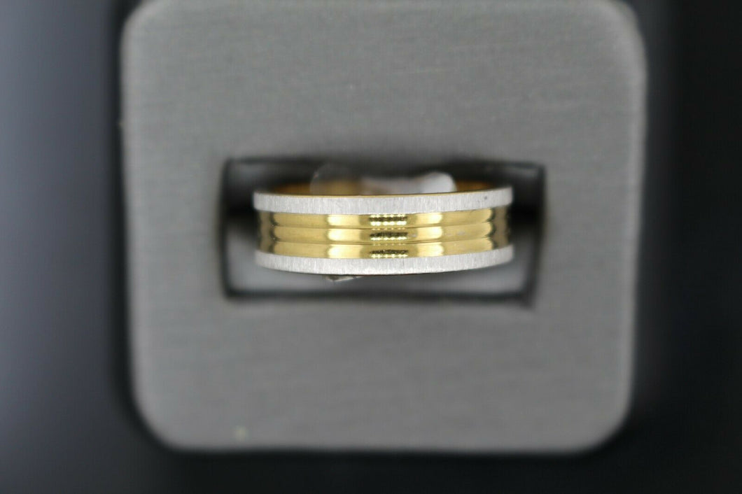 18k Solid Gold Elegant Ladies Modern Disc Finish Band Ring R9274m - Royal Dubai Jewellers
