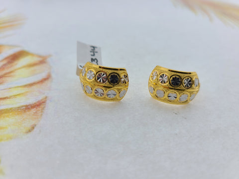 22K Solid Gold Diamond Cut Hoops E22344 - Royal Dubai Jewellers