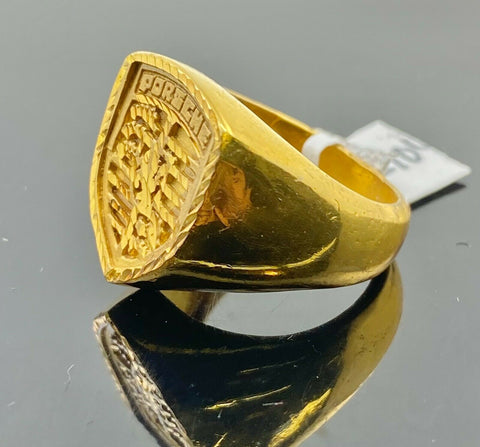 22k Ring Solid Gold Men Band Exotic Car Emblem Pattern Design r2104 - Royal Dubai Jewellers
