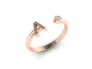 18k Ring Solid Rose Gold Ladies Jewelry Modern A letter Design CGR47R - Royal Dubai Jewellers