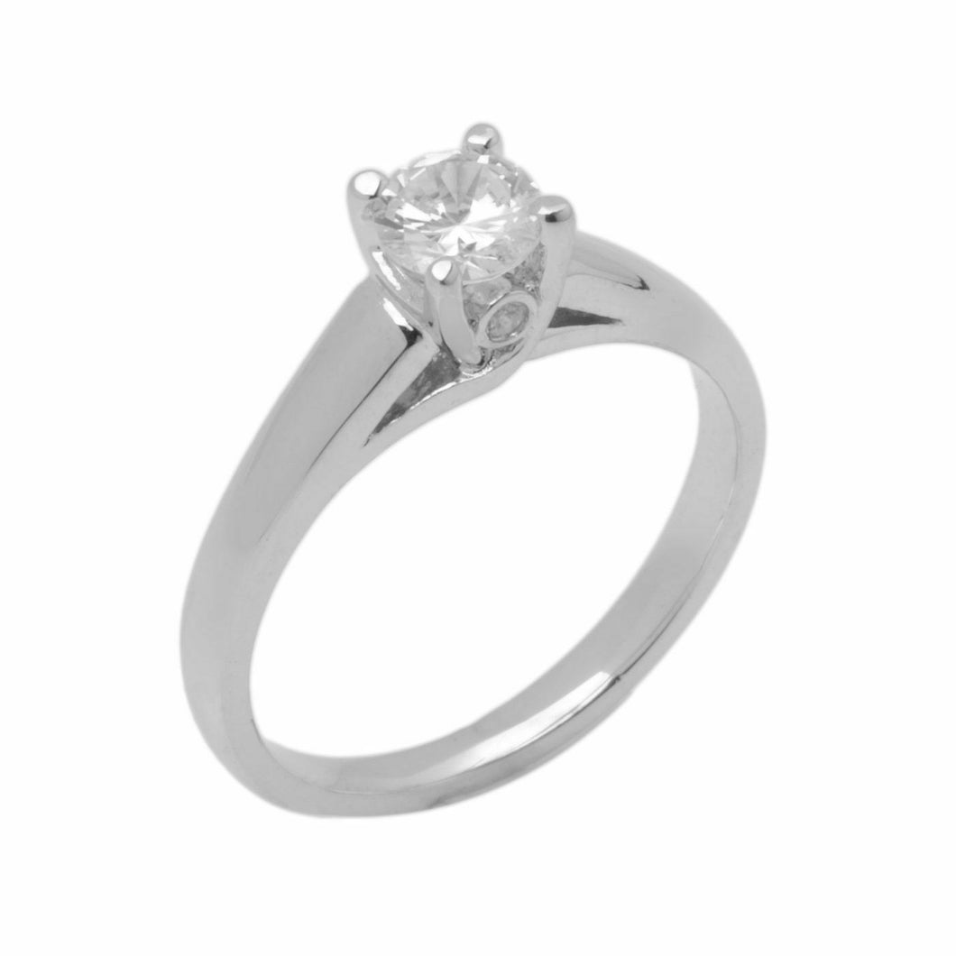 14k Solid Gold Elegant ladies Modern Tapered Round Solitaire Ring D2047v - Royal Dubai Jewellers