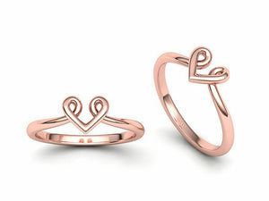 14k Ring Solid Rose Gold Ladies Jewelry Elegant Simple Heart V Shape CGR68R - Royal Dubai Jewellers