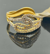 22k Ring Solid Gold Ladies Jeweler Interloping Stone Encrusted Design R2238 - Royal Dubai Jewellers