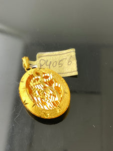 21k Solid Gold Simple Floral Filigree Pendant p4056 - Royal Dubai Jewellers