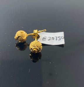 22K Solid Gold Diamond Cut Studs E20750 - Royal Dubai Jewellers