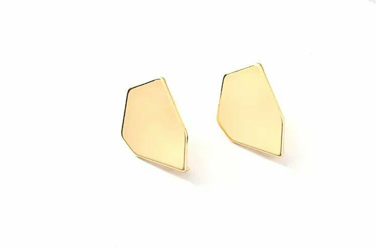 Solid Gold Ladies Jewelry Modern Off Shape Polygon Earrings SE4 - Royal Dubai Jewellers